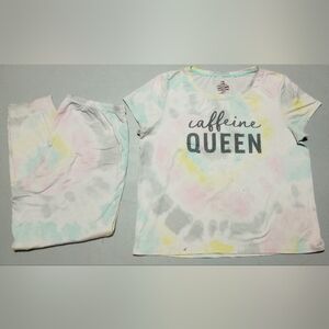 Caffeine Queen Tie-Dye Pajama Set, Size M